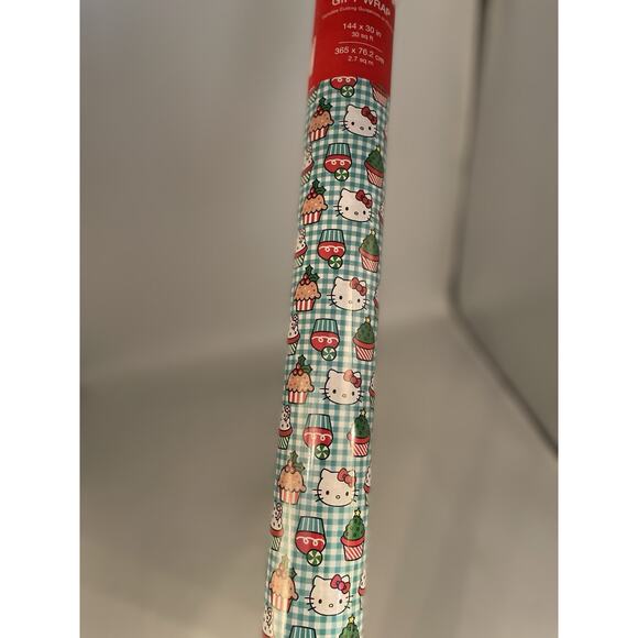 NEW HELLO KITTY Christmas Holiday GIFT Wrapping Paper 30 Sq Ft HTF! - Picture 2 of 3